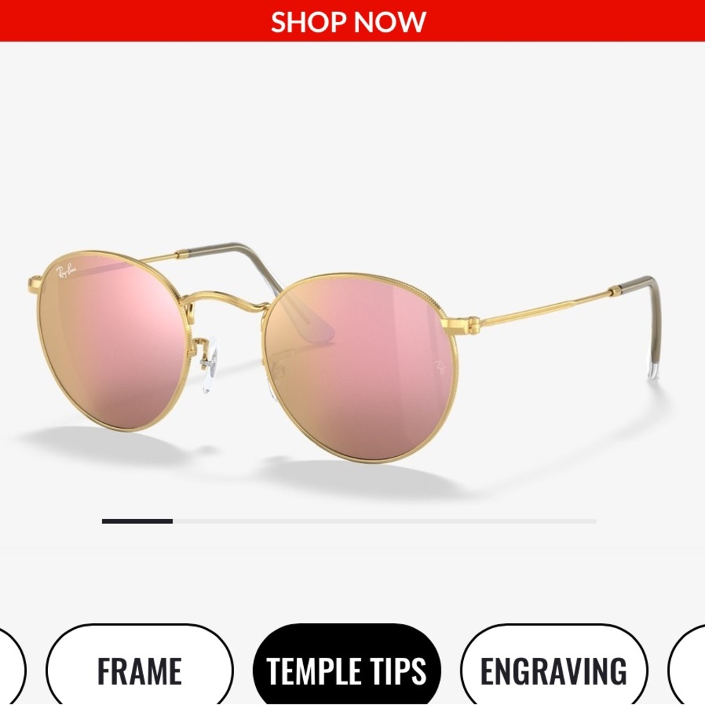 ran ban round gold metal sunglasses with bronze mirrored lenses